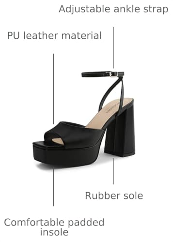 Image of Modatope Platform Heels for Women Platform Sandals Womens Chunky Heel Open Toe Pumps Ankle Strap Womens Wedding Party Pumps Shoes