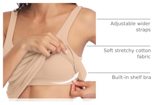 Image of V FOR CITY Women's Cotton Tank Top with Unpadded Shelf Bra Adjustable Wide Strap Camisole Summer Basic Udershirts