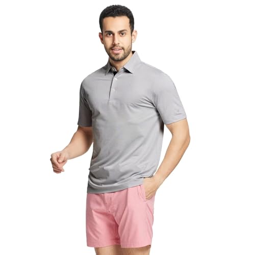 Rouen Mens Golf Shirts Short Sleeve Quick Dry Breathable Active Heather Jacquard Regular Fit Casual Polo Shirts for Men3