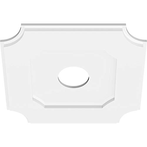 Image of Ekena Millwork CMP18LE-04000 Locke Architectural Grade PVC Contemporary Urethane Ceiling Medallions 18 inchOD x 4 inchID x 10 3 /4 inchC x 1 inchP