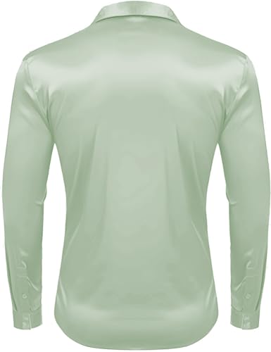 Image of IndoPrimo Men's Satin Shirt with Spread Collar Neck Line Solid Pattern Full Sleeves Regular Fit Western Style and Standard Length