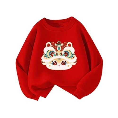 Chinese New Year children red round neck sweater fall winter fashion sports top