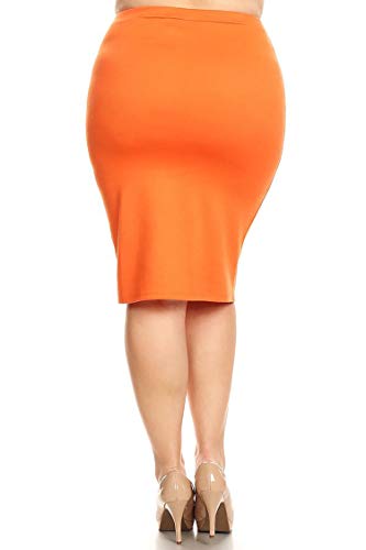 Plus Size Solid Casual Knee Length High Waist Pencil Skirt/Made in USA Orange 2XL3