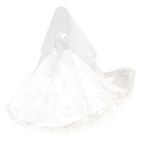 BARWA Wedding Dress with Veil White Princess Evening Party Clothes Wears Dress Outfit Set for 11.5 Inch Doll - Thumbnail 4