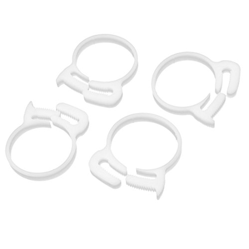 Aexit 35.5mm-37.5mm Double Clamps Gripping Ratchet Plastic Hose Clamps Fasteners White Strap Clamps 4 Pcs