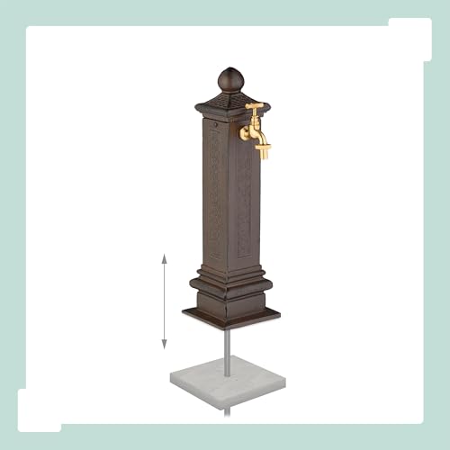 Fuente de pie de aluminio fundido marrón de 47 x 14 cm para jardín y terraza 6