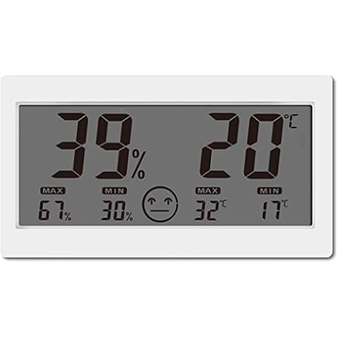Digital Thermometer Indoor Thermometer Hygrometer Display with MAX/MIN Same Time Room Temperature Monitor Humidity Gauge with Big Screen Stand Wall Hanging Magnet Greenhouse House Kitchen Car (1) Cover
