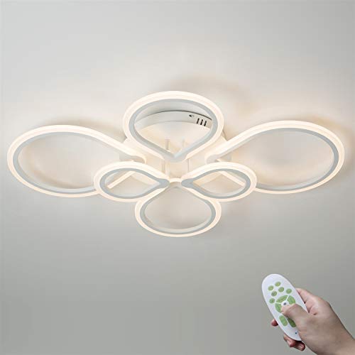 35in Modern LED Flush Mount Ceiling Light Living Room Ceiling Lighting Fixture Dimmable with Remote Control Bedroom White 6 Ring Design Study Dining Room Metal Acrylic 55W 3000K/4500K/6500K