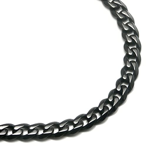 Black Titanium 4MM Curb Chain Link Necklace2