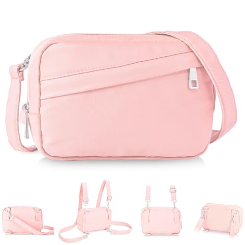 Sac banane femme rose grand format à bandoulière réglable multi-positions