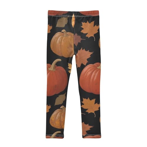 Thanksgiving Maple Leaves Pumpkin Girls Leggings Stretchy Dance Pants for Kids2