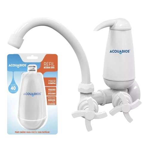 Torneira de Cozinha de Parede Acquabios com Filtro, Modelo 1006-0048, Branco, com Refil Extra 1007-0001