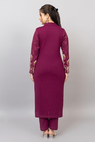 Image of HIFZAA Woollen Winter wear Kurti Palazo Set for Womens Warm Kurta Suit for Ladies Pure Wool M to 4XL