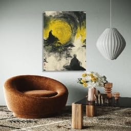 Tableau abstrait zen moines en méditation toile 50x75cm décor intérieur