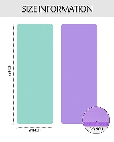 Image of Woanger Yoga Mats (72x24) 3 /8 Inch Thick Exercise Yoga Mat for Home Workout with Strap Non Slip Pilates Gym Supplies for Women Men