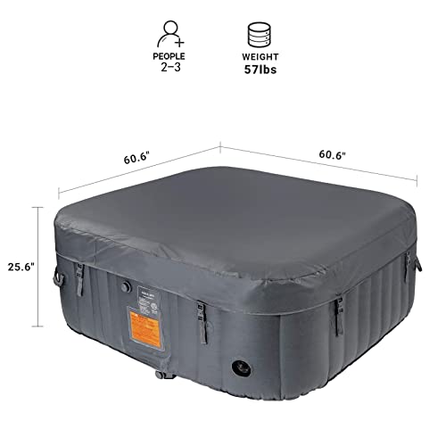 #WEJOY AquaSpa Portable Hot Tub 61X61X26 Inch Air Jet Spa 2-3 Person Inflatable Square Outdoor Heated Hot Tub Spa with… - Image 3
