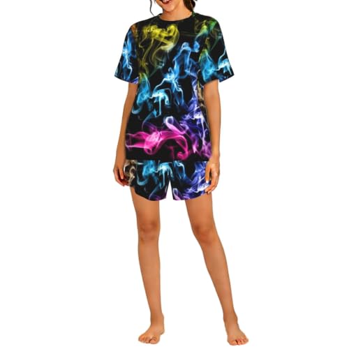 Pyjama court femmes en maille respirante au motif fumé