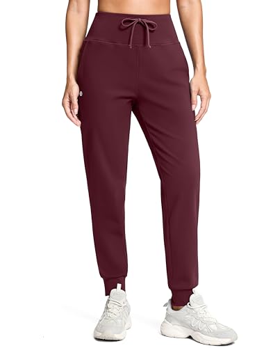 Image of G Gradual Women's Fleece Lined Joggers with Zipper Pocket Water Resistant Running Hiking Pants Winter Warm Thermal Sweatpants