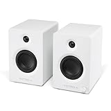 Victrola Tempo – Bluetooth Bookshelf Speakers – Room-Filling Sound, Bluetooth Input, Multi-Speaker Streaming Using Auracast, USB-C Computer Input, Turntable Inputs, Subwoofer Output (Pair, White)