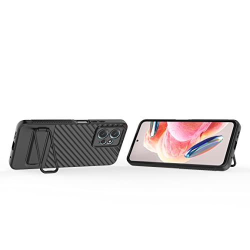 zZjoOoj for Xiaomi Redmi Note 12 4G Case with Kickstand, Shockproof Rugged TPU Cover, Shock-Absorption Anti Impact Scratch Resistant Phone Cover, with Soft Microfiber Lining, Black