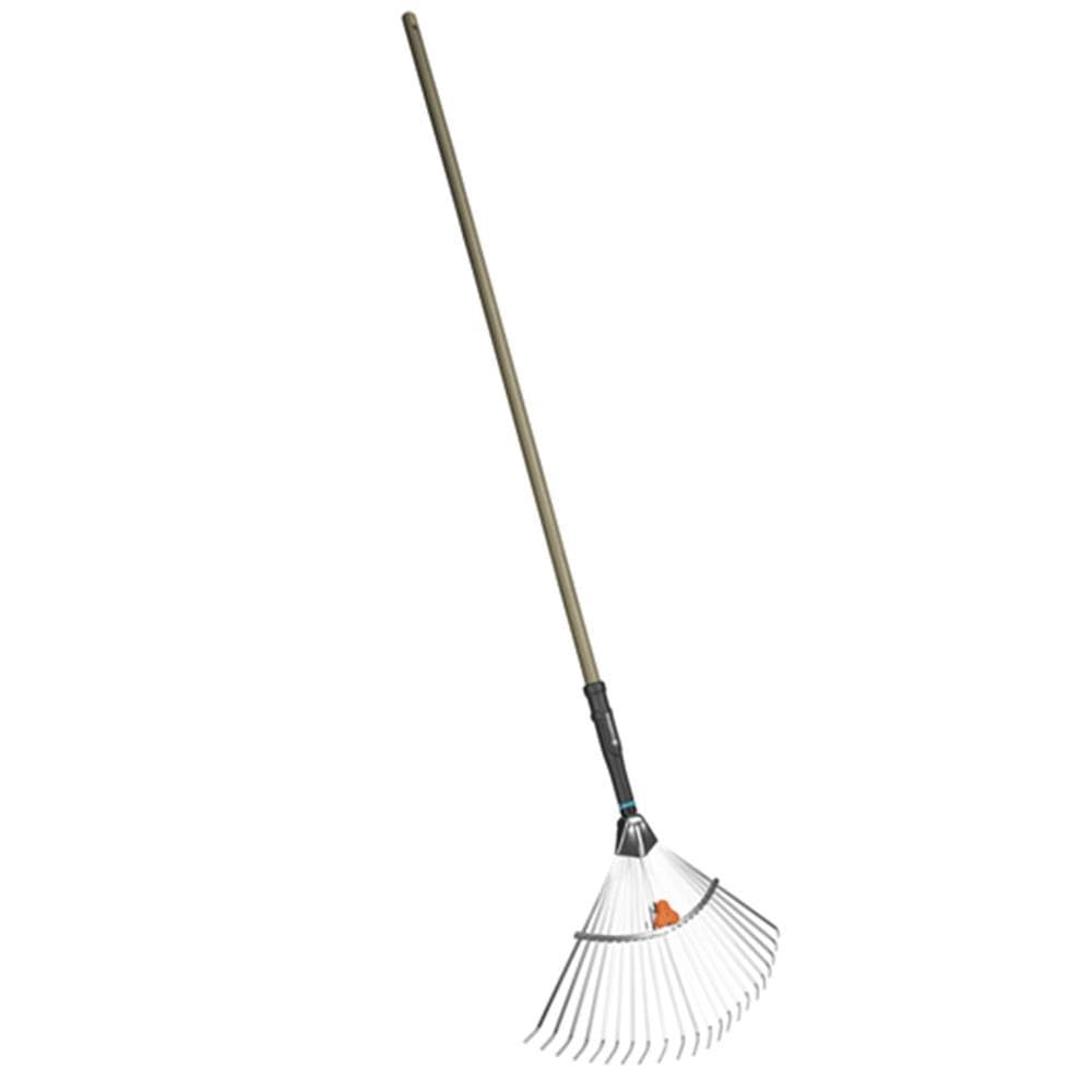 Rastrello Regolabile In Metallo Per Foglie - Testa Espandibile Da 20 A 43 Cm E Manico Telescopico Da 76 A 140 Cm - Attrezzo Da Giardino Leggero Per Donne E Bambini - Antiruggine