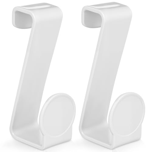 Image of balacoo Z Shaped Hooks Plastic Toilet Tank Hooks White 2 Pcs | No Drilling, Tool Free, Space Saving, White Plastic Z Hooks for Bathroom, Bedroom, Kitchen