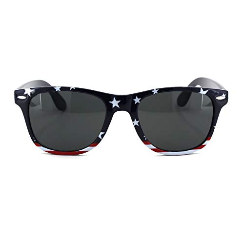 SA106 Patriotic American Flag Print Hipster Horn Rim Sunglasses2