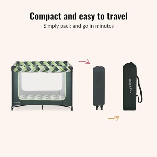 Image of Dream On Me Zoom Portable Playard in Green, Lightweight, Packable and Easy Setup Baby Playard, Breathable Mesh Sides and Soft Fabric - Comes with a Removable Padded Mat