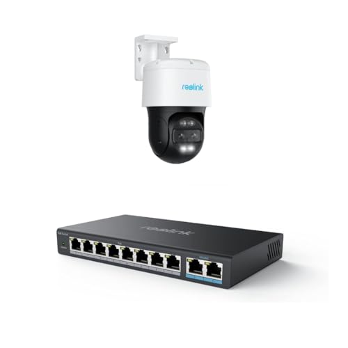 REOLINK 4K PTZ Security Cameras System, IP Outdoor Cameras, Trackmix PoE with 6X Hybrid Zoom, Auto Tracking, Human/Vehicle/Pet Detection Bundle 1x PoE