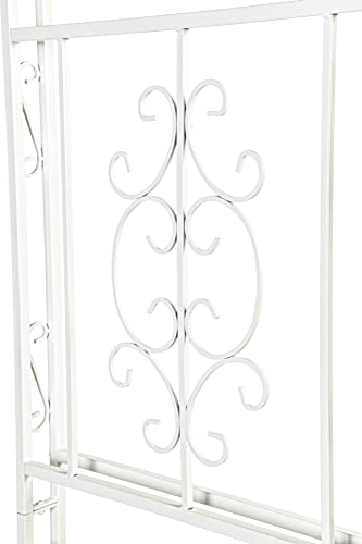Plow & Hearth Arch Metal Outdoor Garden Arbor With Double Gate | Montebello | 84-In (H) X 53-In (W) X 23-In (D) | White | Iron Trellis Lattice For Climbing Plants | Wedding | Outdoor Patio Décor #TOP3