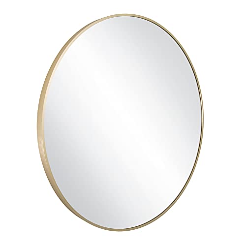 Design House Kenna Round Wall Accent Mirror – 28-Inch, Modern Metal Framed – Living Room, Bedroom, Bathroom Vanity Mirror – Gold – 2-Pack, 590026