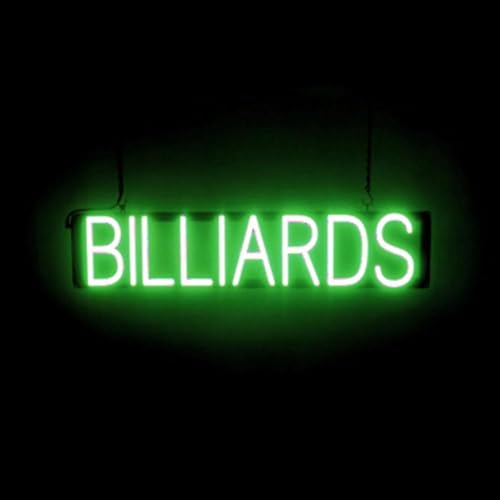 Image of SpellBrite LED Neon BILLIARDS Sign for Business - Green, 29 inch x 6 inch | Ultra-Bright Click-Together Signage for Bars & Restaurants, with Visibility from 500 ft - 8 Animations, 6 Brightness Levels