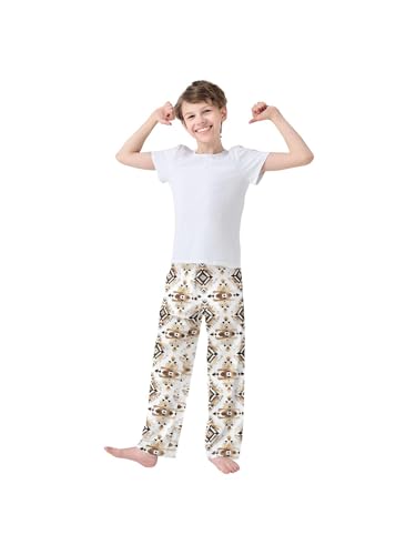 Bohemia Aztec Brown Boys Pants for Kids Jogger Pants with Pockets S3