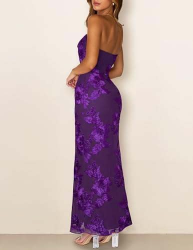 Image of MEROKEETY Women's Summer Floral Wedding Guest Cocktail Maxi Dress