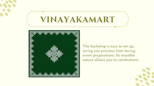 Image of varamahalakshmi backdrops Cloths | kolam Backdrop Decoration Cloth | Green Muggu Traditional Backdrop Kollam Muggu Background Cloth 8x8 feet | puja backdrops Decoration Cloths