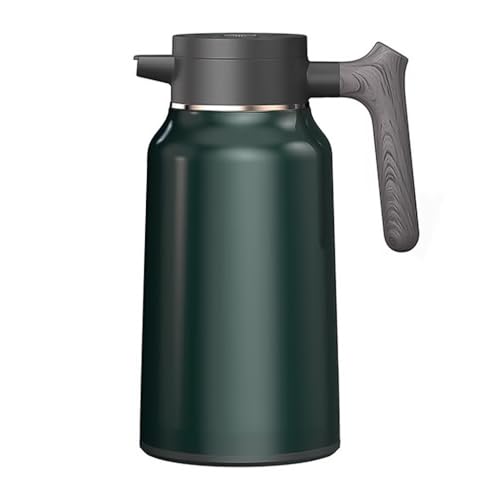 KMUD 2l Thermal Coffee Carafe Double Walled Coffee Maker, Vacuum Insulated Jug Coffee Pot with Press Button Top, Stainless Steel Thermal, Jug Thermal Jug Flask Leak Proof Dispenser(Green)
