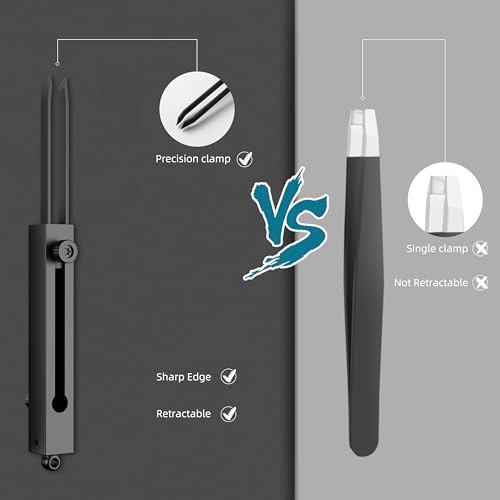 2 in1 EDC Tweezers Pocket Multitool with Keychain Gifts for Men Women Cool Pocket Gadgets for Craft, Jewelry, Office Christmas Gifts(Black)