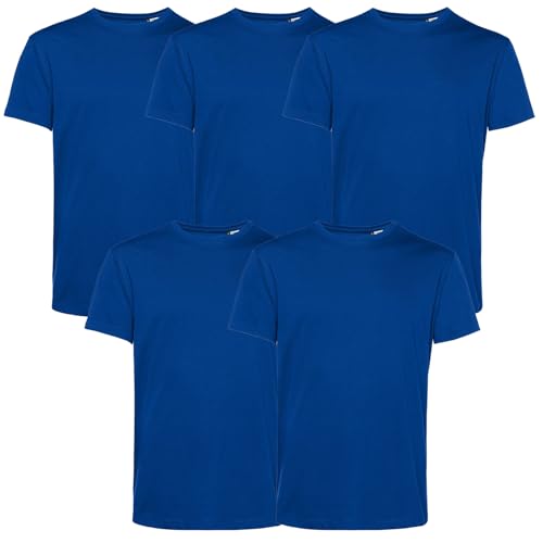 Image of Men’s T-Shirts Multipack (Pack of 5) | Crew Neck Short Sleeve | 100% Cotton | Casual, Gym, Work, DIY, or Events | Comfortable & Durable Plain T-Shirts | Pack of 5 Royal Blue XL