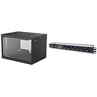 Intellinet 714143 48,26 cm 19" (19 Zoll) Wandverteiler Basic Line 6 HE 353 (H) x 540 (B) x 400 (T) mm Flatpack Schutzklasse IP20 schwarz &amp; 19" 6-Fach Steckdosenleiste Schutzkontakt schwarz