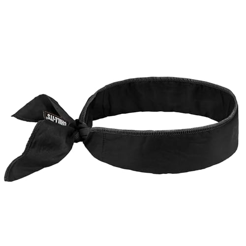 Image of Ergodyne Chill-Its 6702 Cooling Bandana, Evaporative Polymer Embedded Material for Cooling Relief Black, 1 Count (Pack of 1)