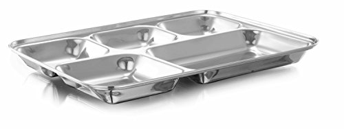 Image of Expresso 5 in1 Square Extra Deep Compartment Divided Stainless Steel Plate /Thali /Bhojan Thali /Mess Tray /Dinner Plate | Dinnerwear Serwear Dishwasher Safe | Ideal for Serving Meals