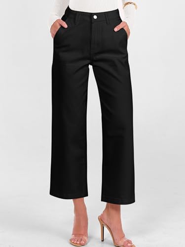 ANRABESS Wide Leg Jeans for Women High Waist Baggy Straight Stretchy Flare Cropped Denim Pants with Patch Pockets 2025 Trendy2