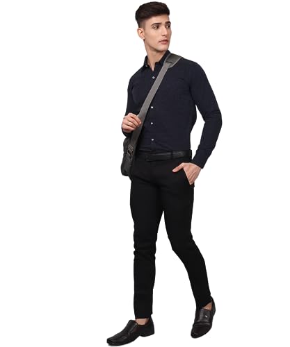 Image of TryBuy Premium Pure Cotton Dot Printed Casual /Formal Navy Blue Shirt for Men