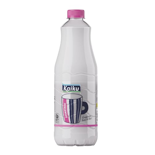 KAIKU - Leche Desnatada 1,5 L, Leche UHT Natural y Cremosa, Botella Transparente con Protección UV, Rica en Calcio y Proteínas, Origen España, Ideal para Desayunos, Café y Recetas