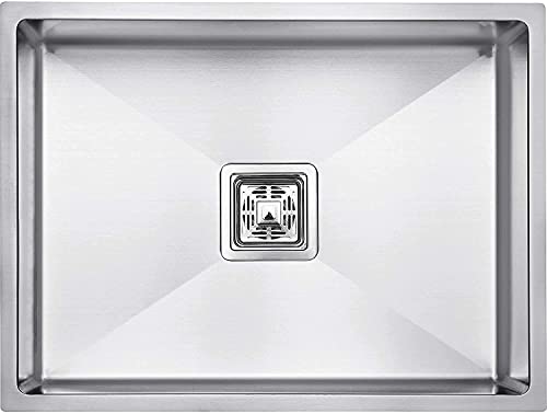 Goonj Silver 20 x 17 Inch HANDMADE Undermount Kitchen Sink Single Bowl Heavy Duty Stainless Steel Kitchen Sinks with Bottom Grid - Basket Strainer and Drains, 10 Inch Deep