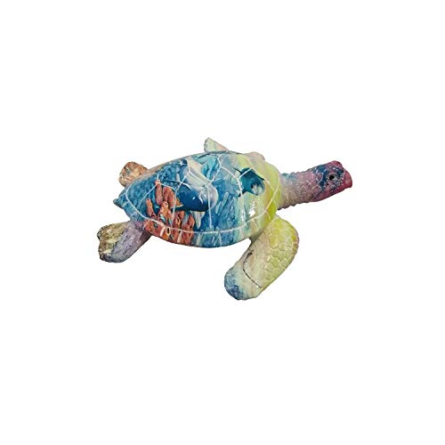 Beachcombers B22754 Resin Multicolor Turtle Figurine, 5.51-inch Length