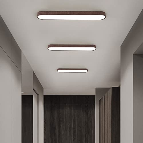 Plafonnier LED avec abat-jour extra long bois et métal rustique - 4
