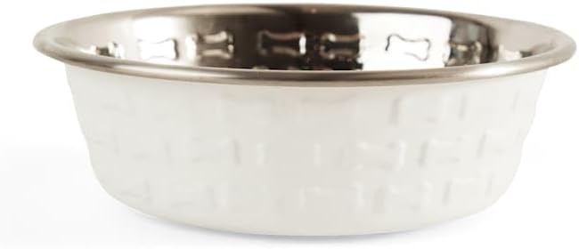 EveryYay Textured Stainless Steel Bone Dog Bowl, 1.14 Cups