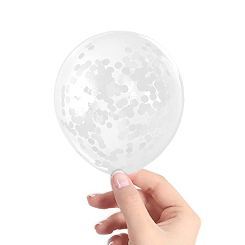Image of White Confetti Balloons, 40 Pcs 5 Inch Clear Balloons with Confetti Inside for Birthday Party Graduation Engagement Cake Topper Decor Bridal Shower Baby Shower Decoration Supplies