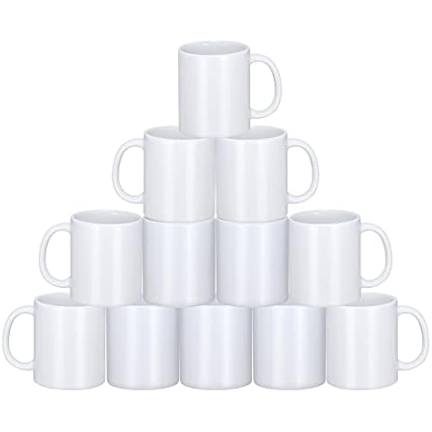 Yephets Sublimation Mugs, 12Pcs Coffee Mugs Blank White Ceramic Coffee Mug Set Sublimation Cups 11 oz Christmas Coffee Mug for Hot Chocolate Latte Tea Milk DIY Products Cover